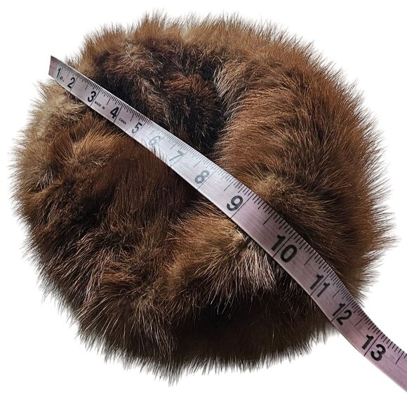 Vintage Mink Brown Pill box Fur Beret Hat with Bow O/S main image 4